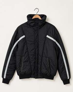 Quail Run Black Bomber Jacket Reflective Stripe Puffer Ski Winter Coat Size L